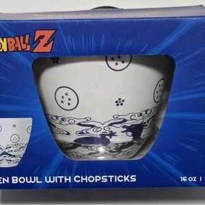 Dragon Ball Z 16 oz Water Blue Balls Ceramic Ramen Bowl with Chopsticks